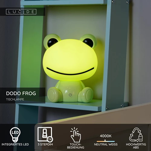 Lucide DODO FROG - Tischlampe Kinderzimmer - LED 3 StepDim - 3x3W 4000K - Grün - USP
